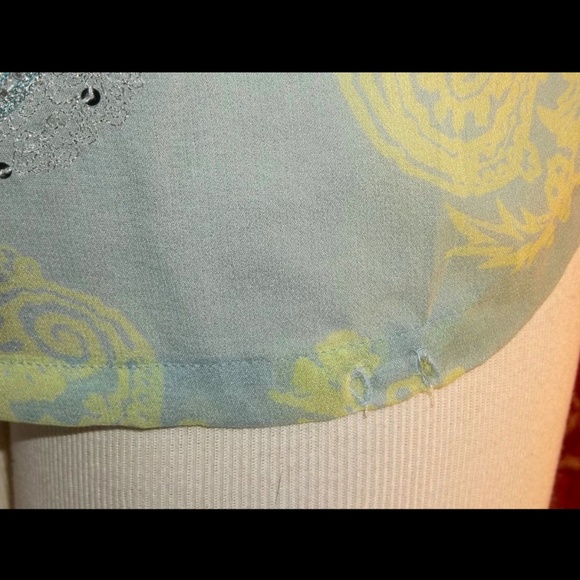 EXPRESS green sheer silk batwing tunic blouse S 💥🕚 - Picture 3 of 5